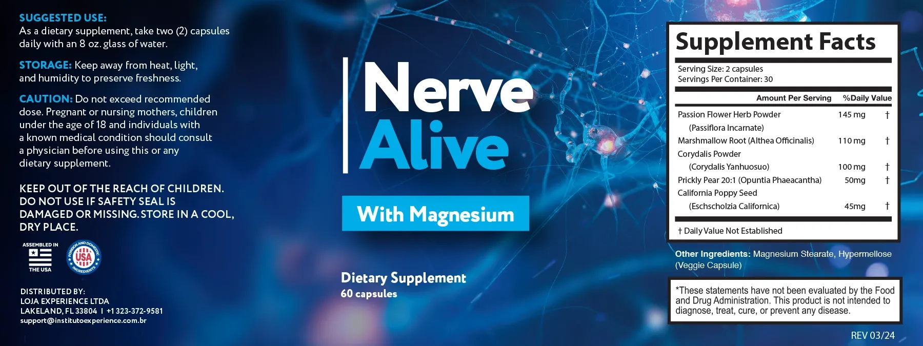 Nerve Alive Ingredients Label – Full View